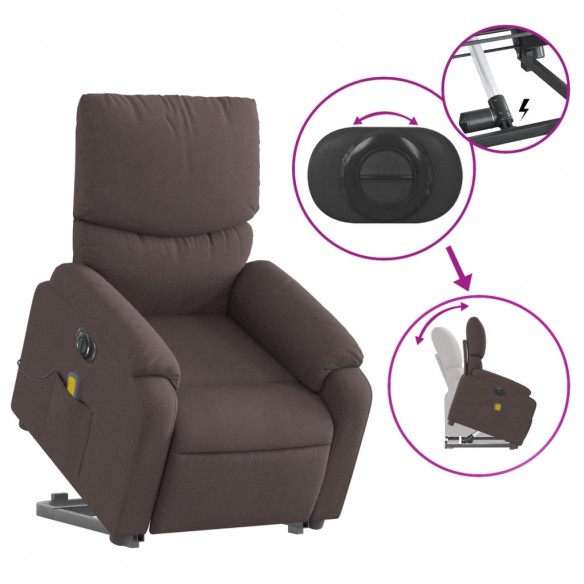 Fauteuil inclinable de massage électrique Marron foncé Tissu