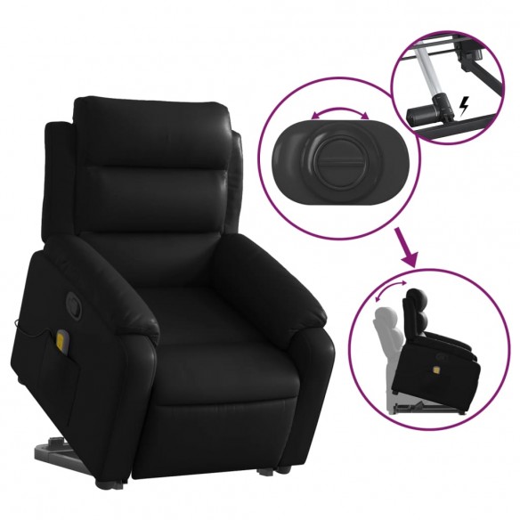 Fauteuil inclinable de massage Noir Similicuir