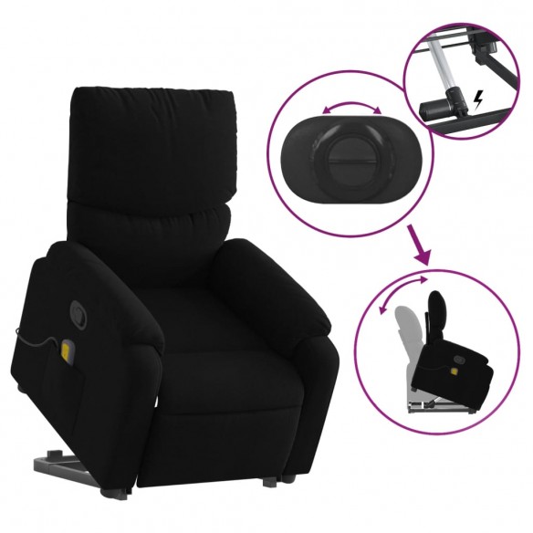 Fauteuil de massage inclinable Noir Tissu