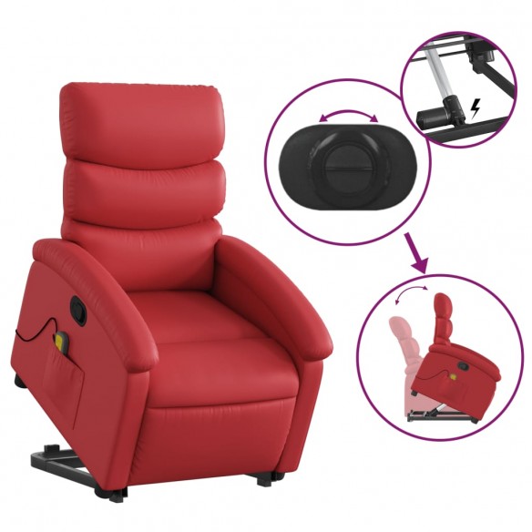 Fauteuil inclinable de massage Rouge Similicuir