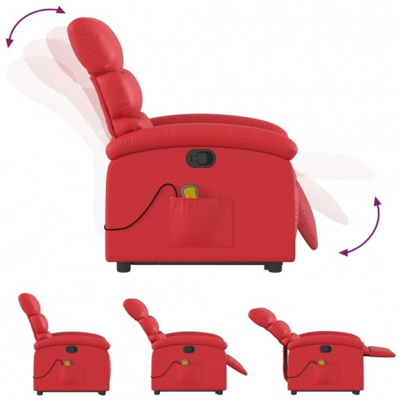 Fauteuil inclinable de massage Rouge Similicuir