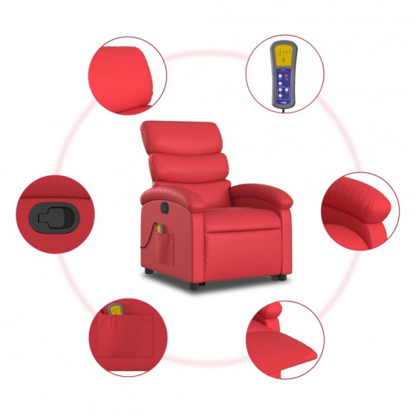 Fauteuil inclinable de massage Rouge Similicuir