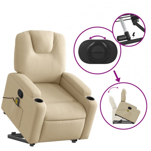 Fauteuil inclinable de massage Crème Tissu