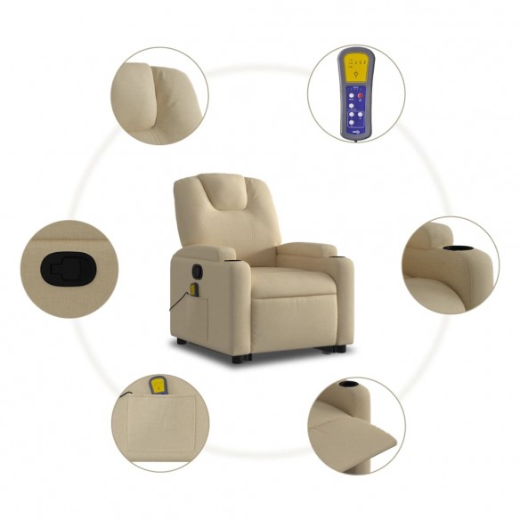 Fauteuil inclinable de massage Crème Tissu