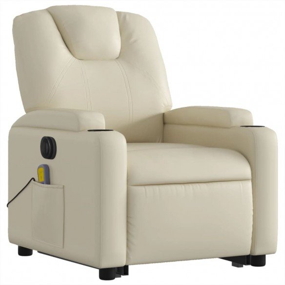 Fauteuil inclinable de massage électrique crème similicuir