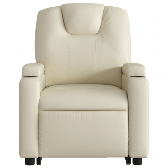 Fauteuil inclinable de massage électrique crème similicuir