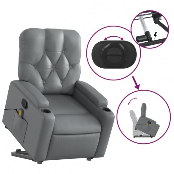 Fauteuil inclinable de massage Gris Similicuir