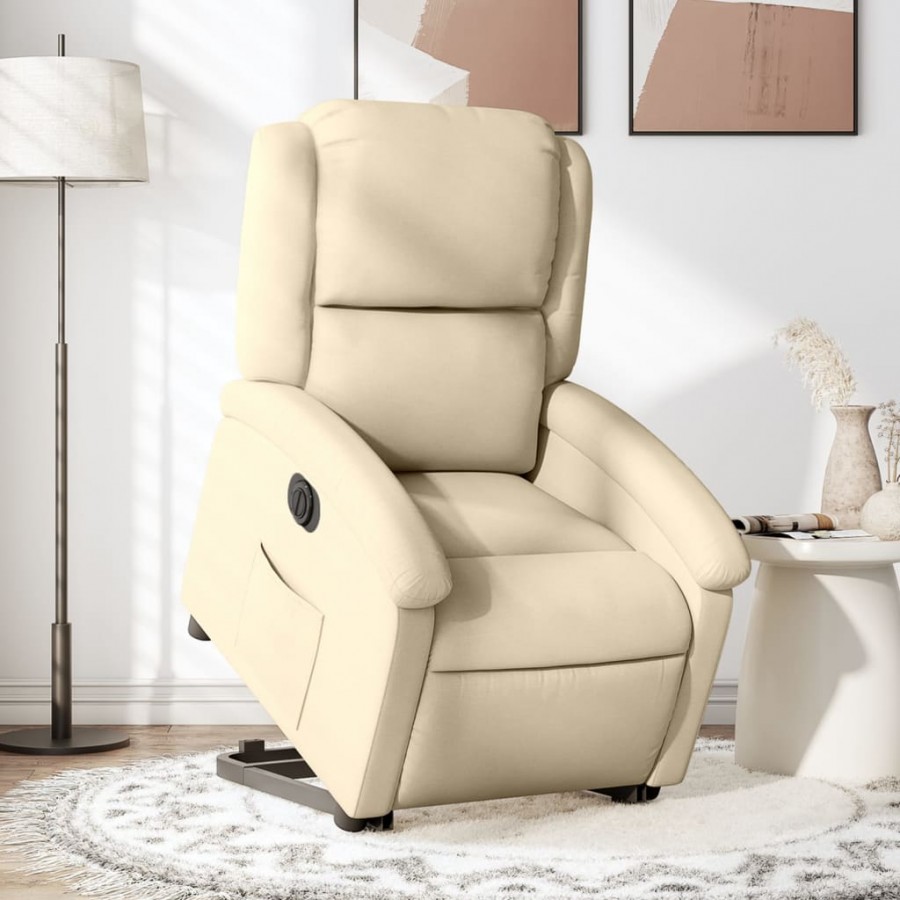 Fauteuil inclinable électrique crème tissu