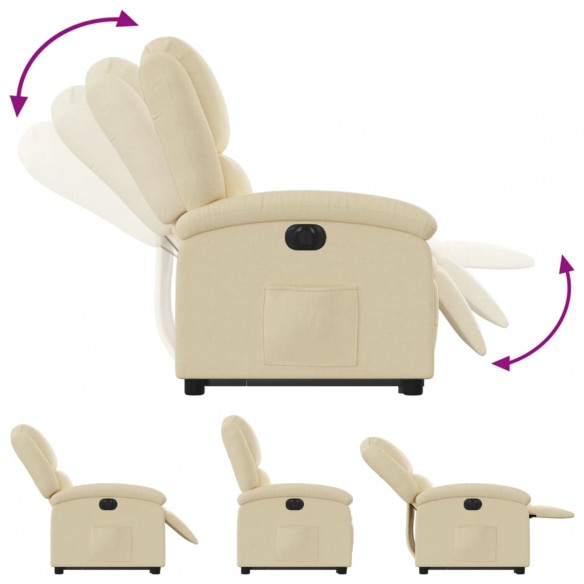 Fauteuil inclinable électrique crème tissu