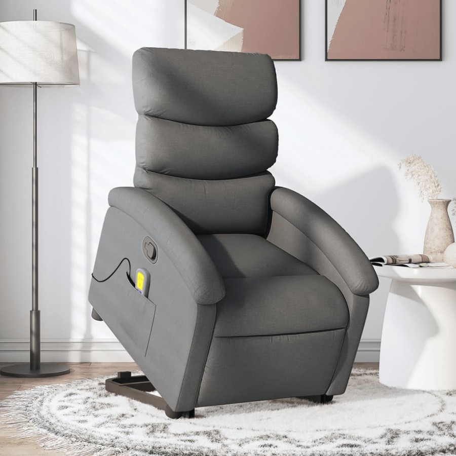 Fauteuil de massage inclinable Gris foncé Tissu