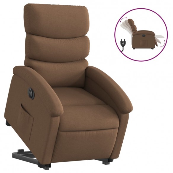 Fauteuil inclinable électrique marron tissu