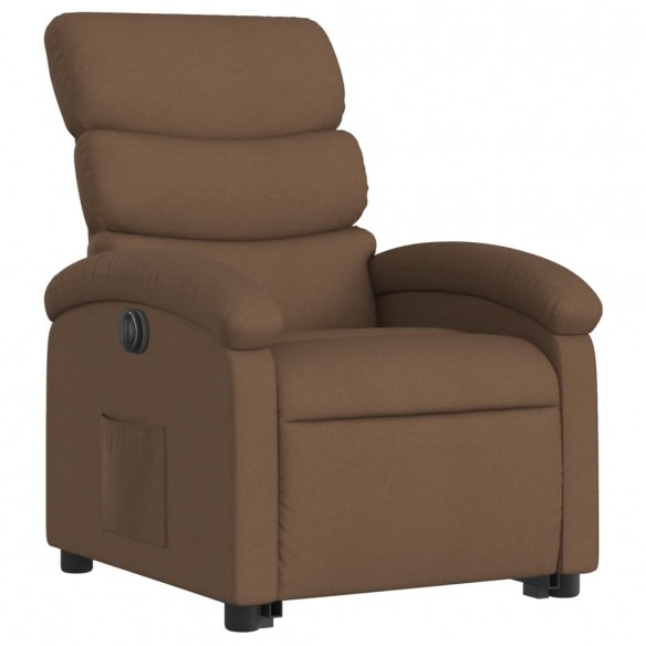 Fauteuil inclinable électrique marron tissu