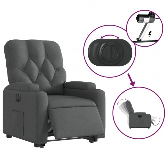 Fauteuil inclinable électrique gris foncé tissu