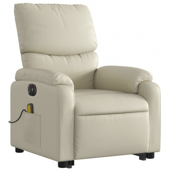 Fauteuil inclinable de massage électrique crème similicuir