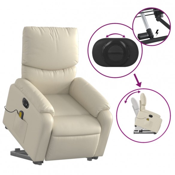 Fauteuil inclinable de massage électrique crème similicuir