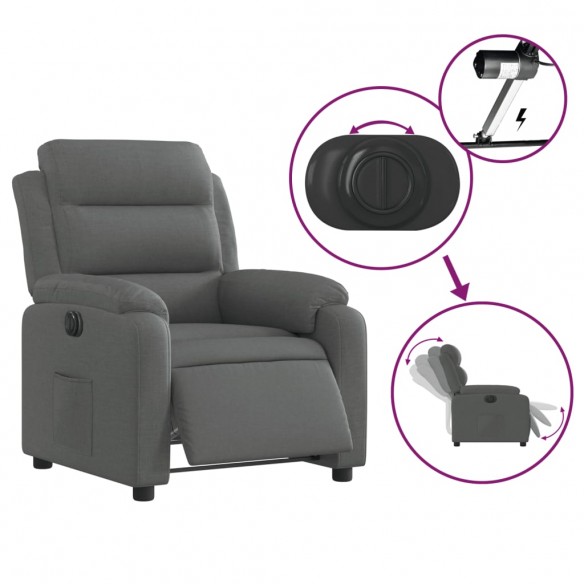 Fauteuil inclinable électrique Gris foncé Tissu