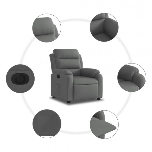 Fauteuil inclinable électrique Gris foncé Tissu