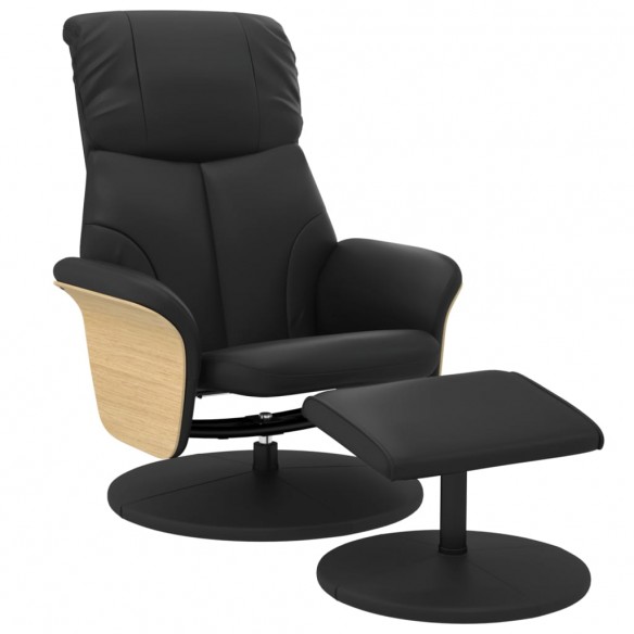 Fauteuil inclinable avec repose-pied noir similicuir