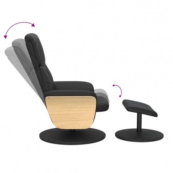 Fauteuil inclinable avec repose-pied noir similicuir