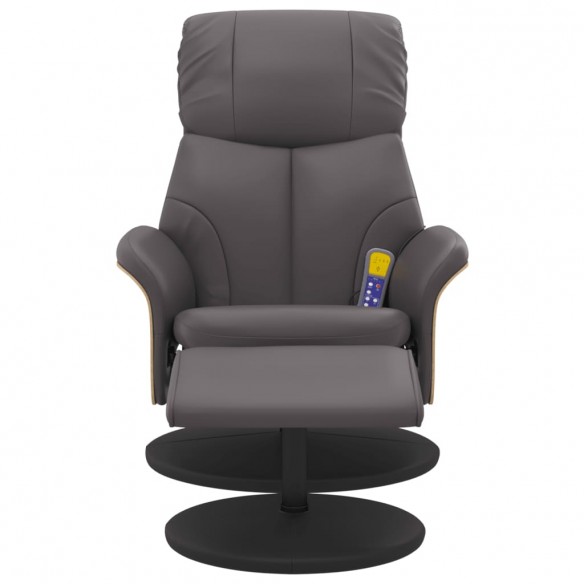 Fauteuil inclinable de massage avec repose-pied gris similicuir