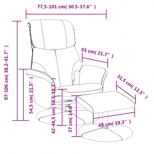 Fauteuil inclinable de massage avec repose-pied gris similicuir