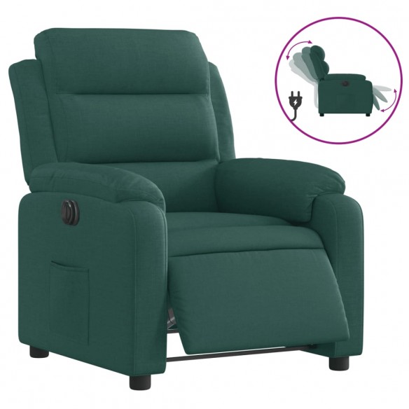 Fauteuil inclinable électrique Vert foncé Tissu