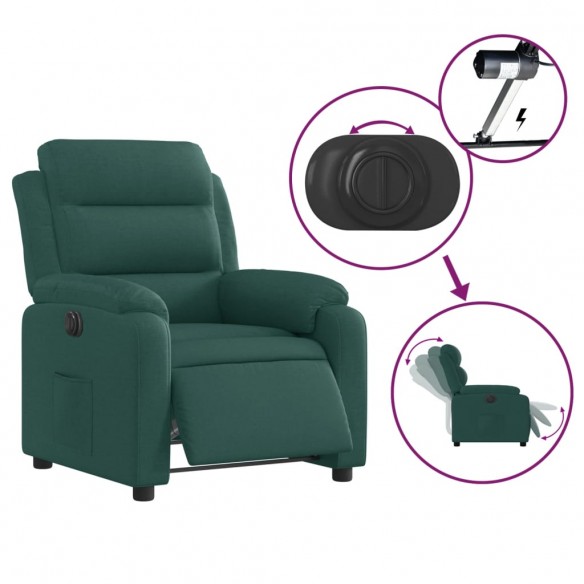 Fauteuil inclinable électrique Vert foncé Tissu