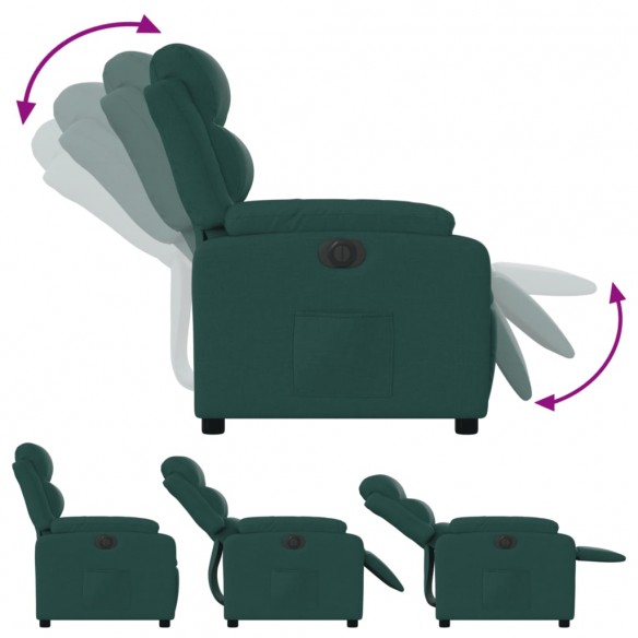 Fauteuil inclinable électrique Vert foncé Tissu