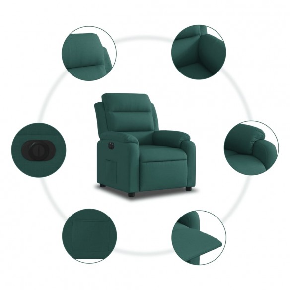 Fauteuil inclinable électrique Vert foncé Tissu