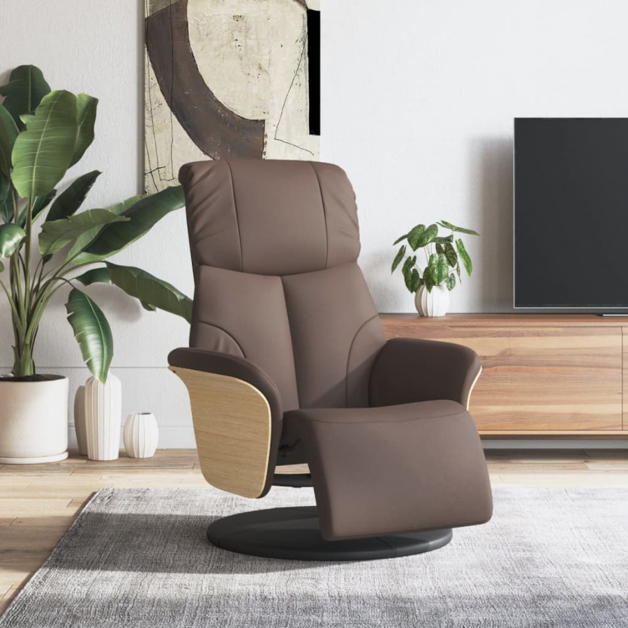 Fauteuil inclinable avec repose-pieds marron similicuir