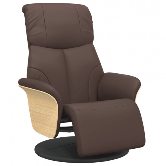 Fauteuil inclinable avec repose-pieds marron similicuir