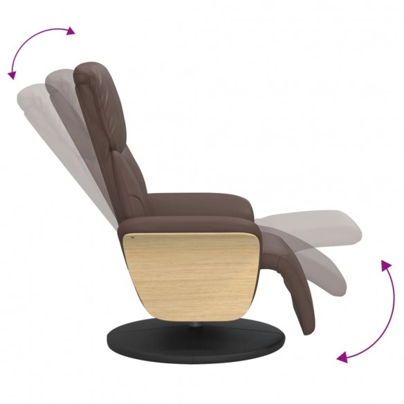 Fauteuil inclinable avec repose-pieds marron similicuir