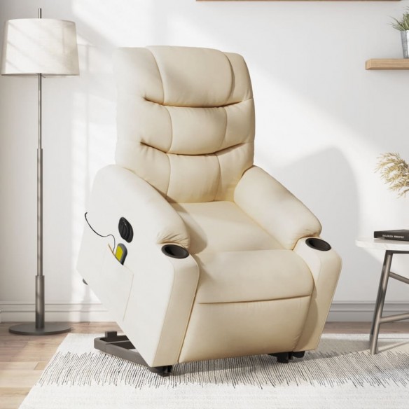 Fauteuil inclinable de massage électrique Crème Tissu