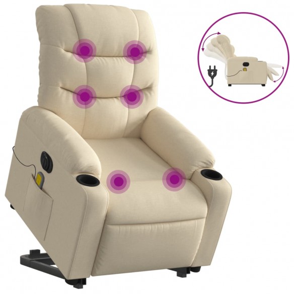 Fauteuil inclinable de massage électrique Crème Tissu