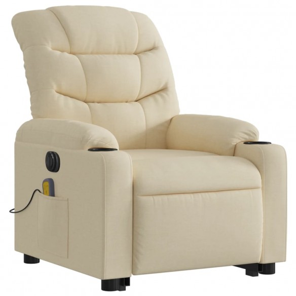 Fauteuil inclinable de massage électrique Crème Tissu