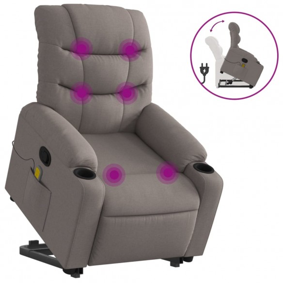 Fauteuil inclinable de massage Taupe Tissu