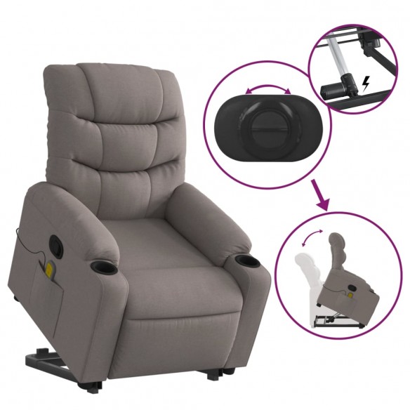 Fauteuil inclinable de massage Taupe Tissu