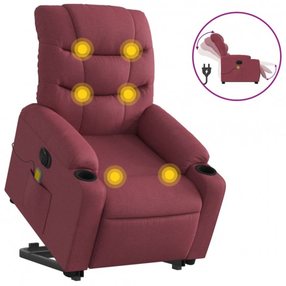 Fauteuil inclinable de massage électrique Rouge bordeaux Tissu