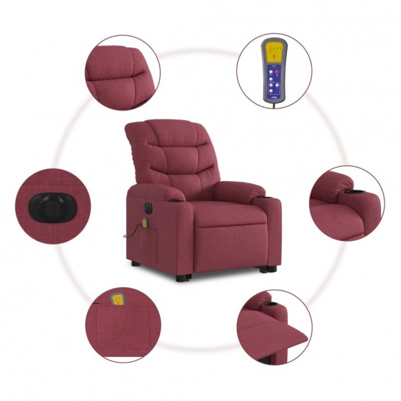 Fauteuil inclinable de massage électrique Rouge bordeaux Tissu