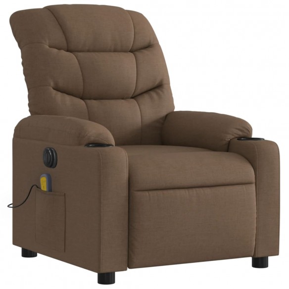 Fauteuil inclinable de massage électrique marron tissu