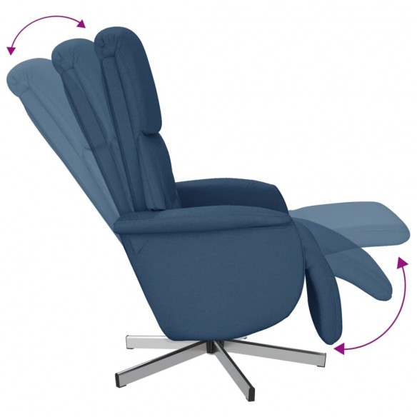 Fauteuil inclinable avec repose-pieds bleu tissu