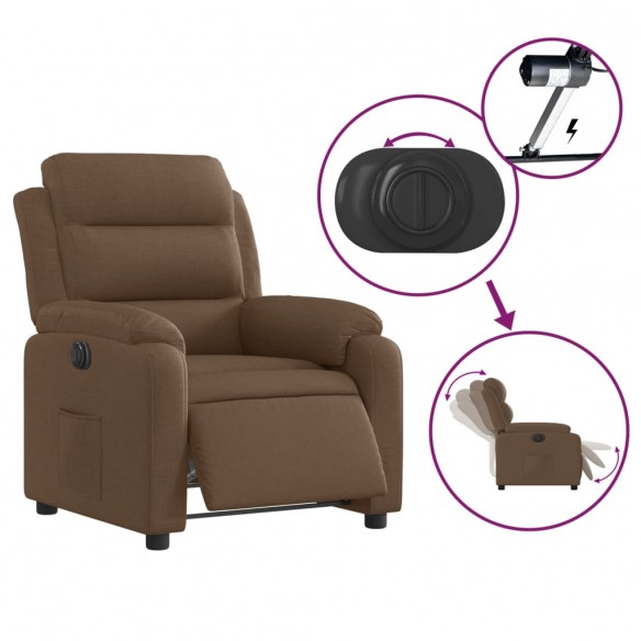 Fauteuil inclinable électrique Marron Tissu