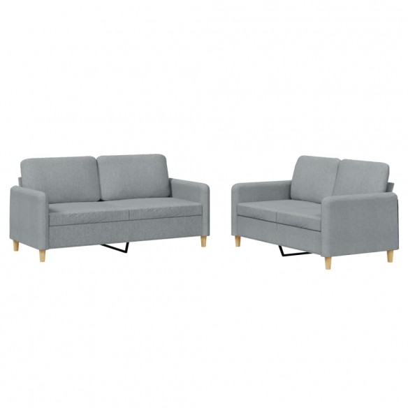 Ensemble de canapés 2 pcs avec coussins Gris clair Tissu