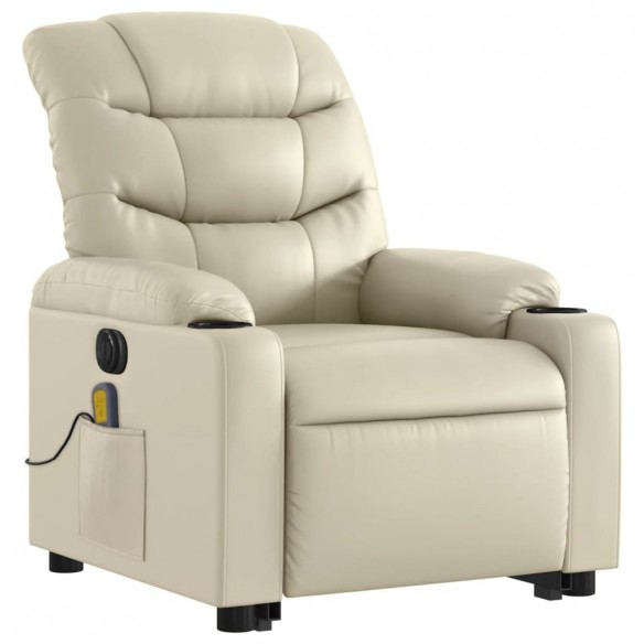 Fauteuil inclinable de massage électrique crème similicuir