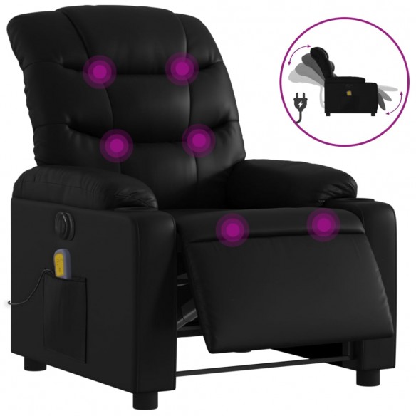 Fauteuil de massage inclinable électrique noir similicuir