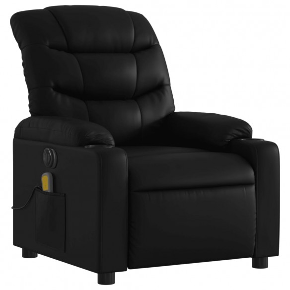 Fauteuil de massage inclinable électrique noir similicuir