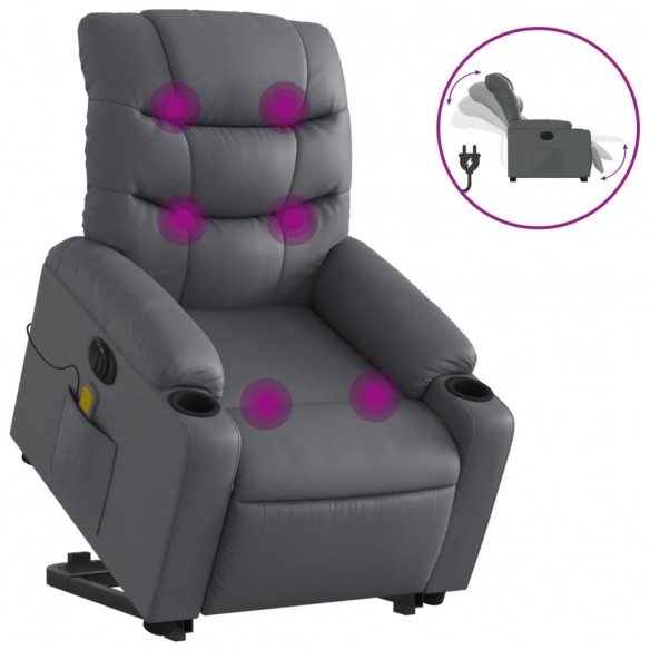 Fauteuil inclinable de massage électrique gris similicuir