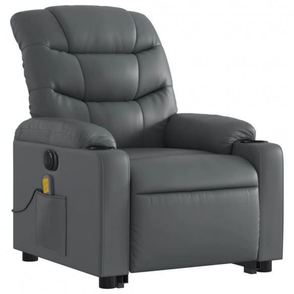 Fauteuil inclinable de massage électrique gris similicuir