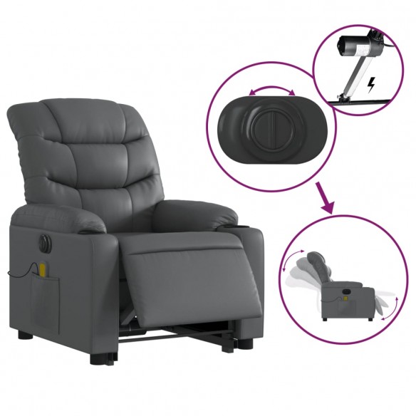 Fauteuil inclinable de massage électrique gris similicuir