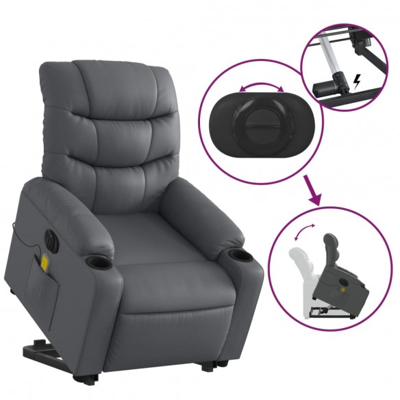 Fauteuil inclinable de massage électrique gris similicuir